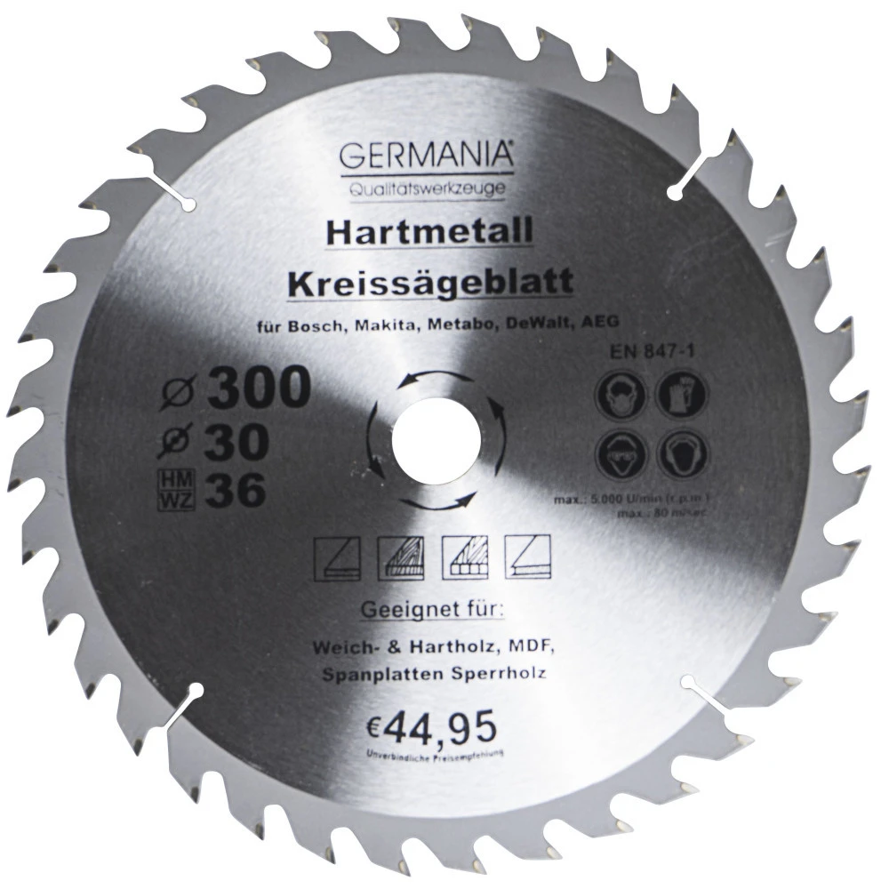 GERMANIA HM Kreissägeblatt Ø 300mm, 36 Zähne Für Holz 3 GERMANIA HM Kreissägeblatt Ø 300mm, 36 Zähne Für Holz