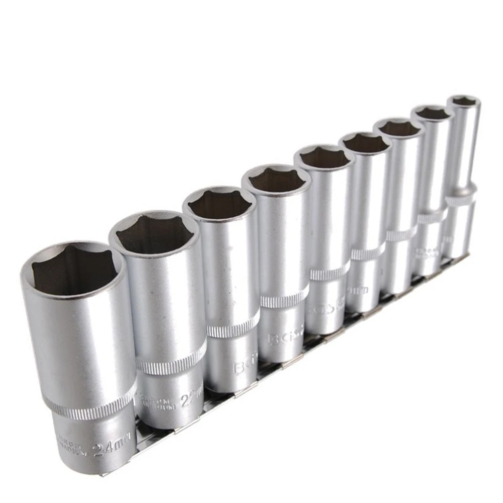 Steckschlüssel-Einsätze Tief 10-24 Mm 1/2" 9-tlg. 3 Steckschlüssel-Einsätze Tief 10-24 Mm 1/2" 9-tlg.