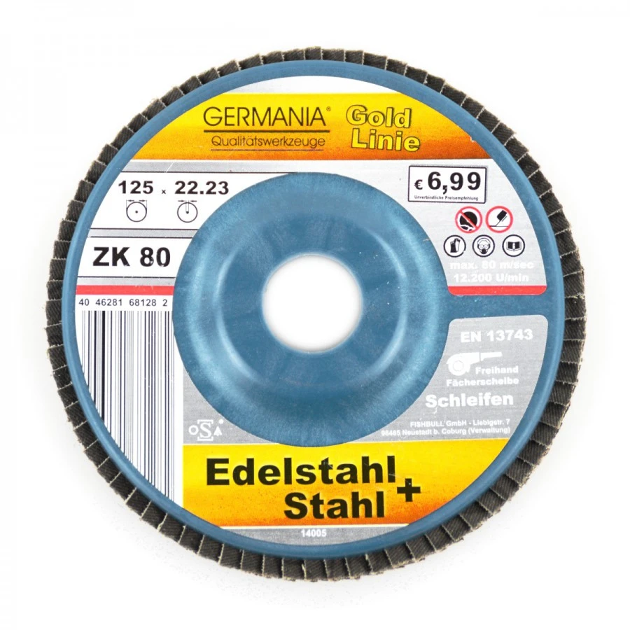 Fächerscheibe 125x22,23 ZK80 Edelstahl Stahl Schleifscheibe Lamellenscheibe 3 Fächerscheibe 125x22,23 ZK80 Edelstahl Stahl Schleifscheibe Lamellenscheibe