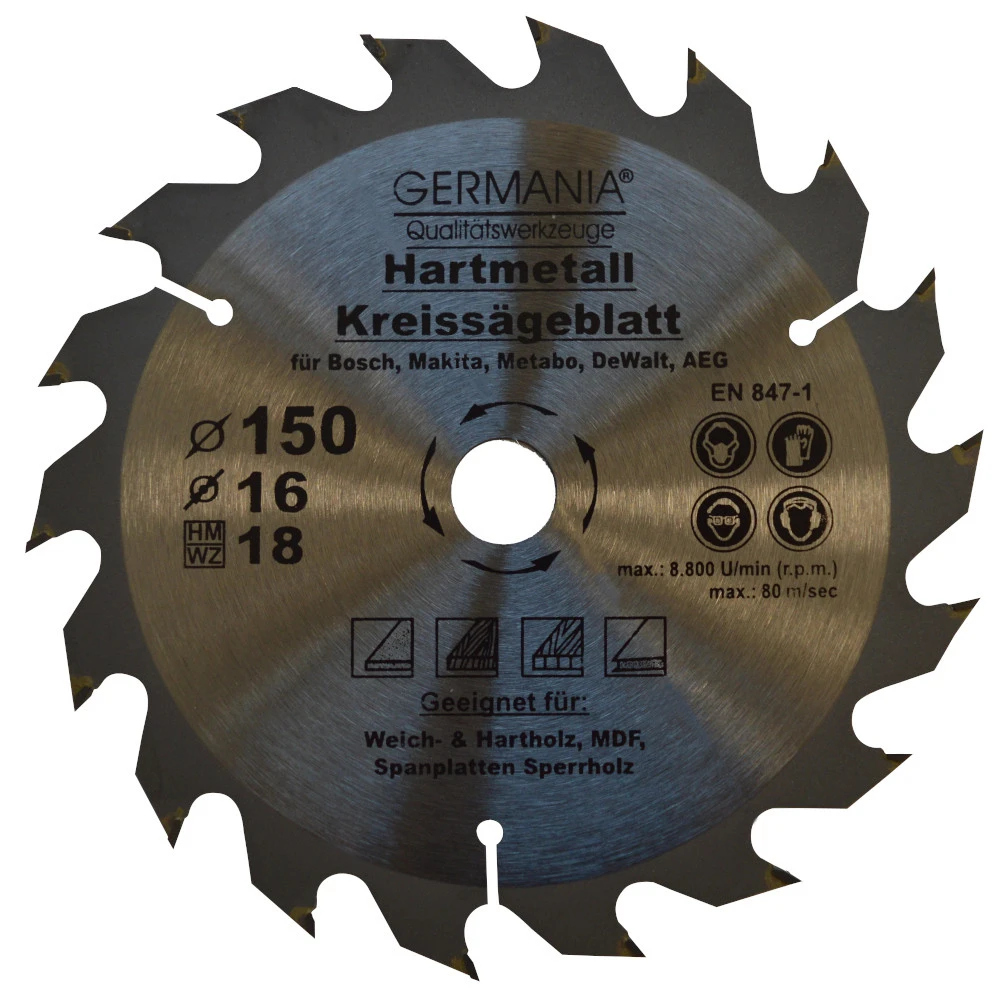 GERMANIA HM-Kreissägeblatt Für Holz Ø 150 Mm Mit 18 Zähne 3 GERMANIA HM-Kreissägeblatt Für Holz Ø 150 Mm Mit 18 Zähne