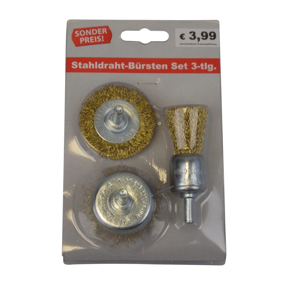 Stahldraht-Bürsten Set 3-teilig 3 Stahldraht-Bürsten Set 3-teilig